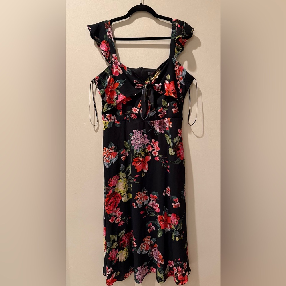 Julia Jordan Black Dress with Floral Accents
